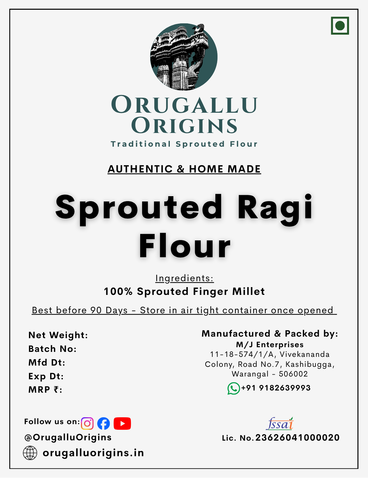 Sprouted Ragi Flour