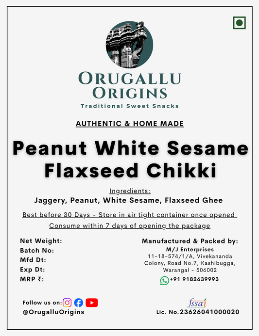 Peanut, White Sesame Flaxseed Chikki