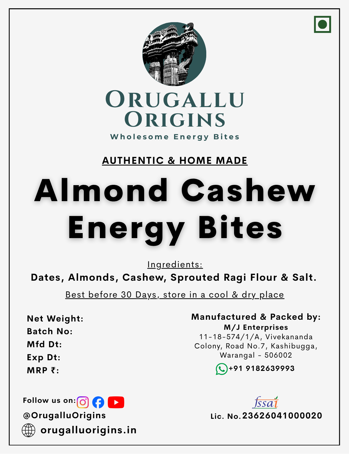 Almond Cashew Energy Bites